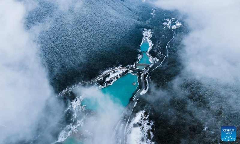Aerial photo taken on Jan. 13, 2022 shows the winter scenery of Lanyue (Blue Moon) Valley in Lijiang, southwest China's Yunnan Province.Photo:Xinhua