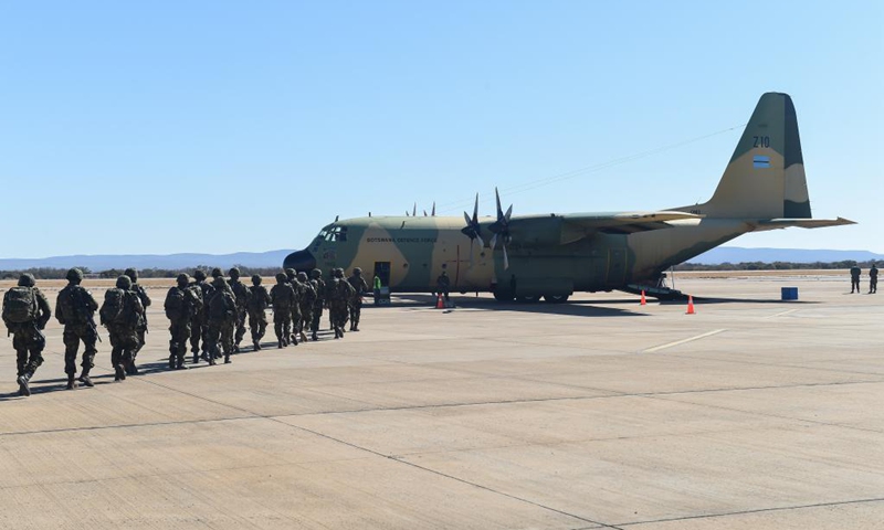 The Botswana Defence Force (BDF) soldiers depart from Sir Seretse Khama International Airport in Gaborone, Botswana, July 26, 2021. (Photo: Xinhua)