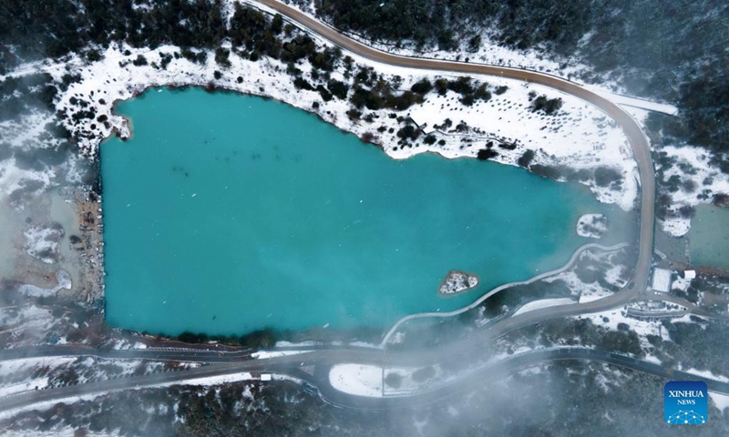 Aerial photo taken on Jan. 13, 2022 shows the winter scenery of Lanyue (Blue Moon) Valley in Lijiang, southwest China's Yunnan Province.Photo:Xinhua