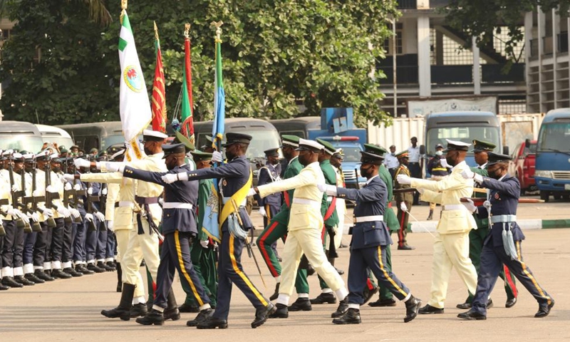 Members of Nigerian Armed Forces attend the Armed Forces Remembrance Day ceremony in Lagos, Nigeria, on Jan. 15, 2022.Photo:Xinhua