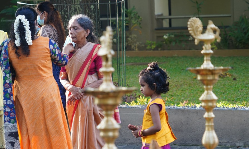 Sri Lankan Tamil devotees celebrated Tamil harvest festival of Thai Pongal at a Hindu temple in Colombo on Jan. 14, 2022.Photo:Xinhua