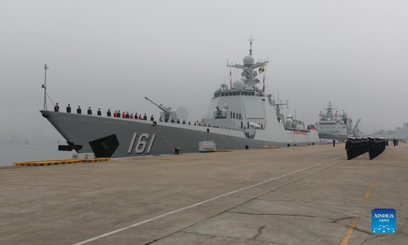 Guided-missile destroyer Hohhot is seen at a military port in Zhanjiang City, south China's Guangdong Province, Jan. 15, 2022.Photo:Xinhua