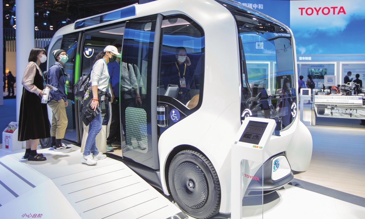 A view of Toyota's self-driving vehicle exhibited at the China International Import Expo in November 2021 Photo: cnsphoto