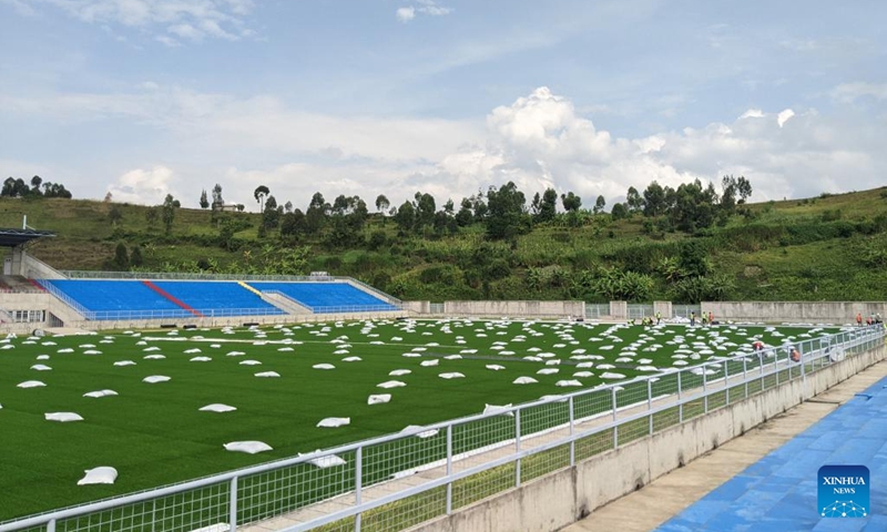 Photo taken on Jan. 19, 2022 shows a new stadium built by the Chinese company Sinohydro 2 in Goma, a major city in northeastern Democratic Republic of Congo (DRC). The first modern stadium in Goma built by the Chinese company Sinohydro 2 was declared ready for service Wednesday.(Photo: Xinhua)