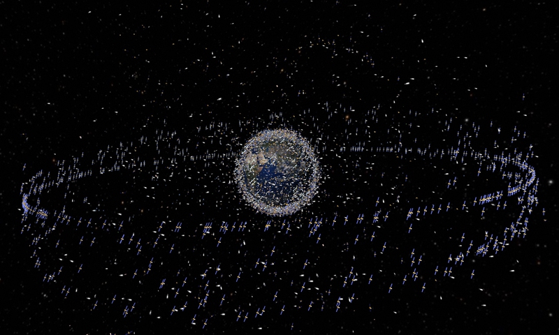This file computer-generated image released by the European Space Agency (ESA) on April 15, 2008 shows trackable objects in orbit around Earth. File Photo: VCG