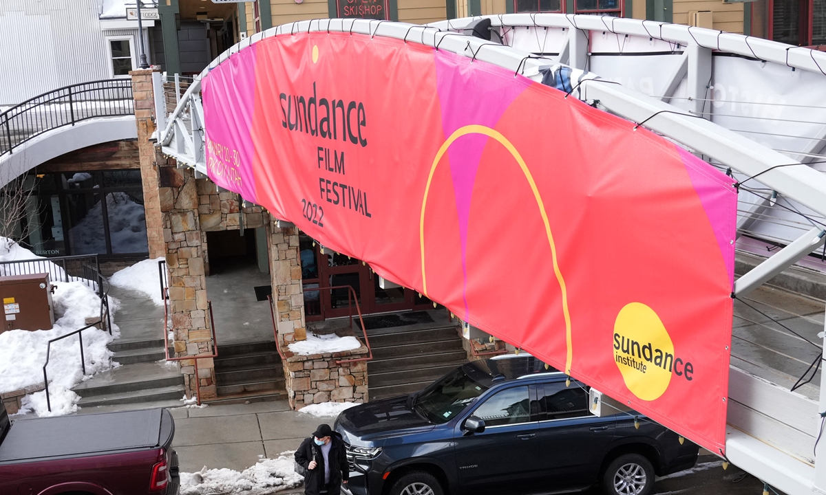 A man walks across Old Main Street where filmgoers would have gathered for the 2022 Sundance Film Festival on January 6, 2022 in Park City, Utah in the US. Photo: AFP 