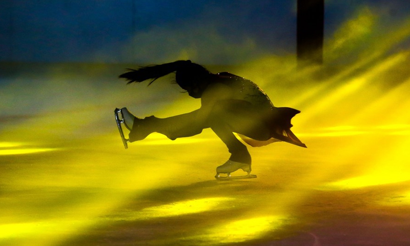 Hayden Isabel Balucating performs on the ice during the virtual send-off to the Philippine Olympic delegation for the upcoming 2022 Beijing Winter Olympics in Pasay City, the Philippines on Jan. 22, 2022.Photo:Xinhua