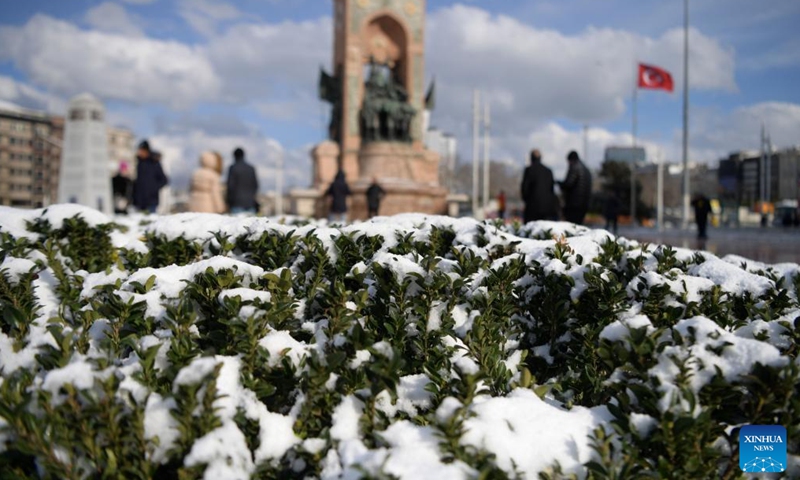 Photo taken on Jan. 23, 2022 shows a snow view of Istanbul, Turkey.Photo:Xinhua