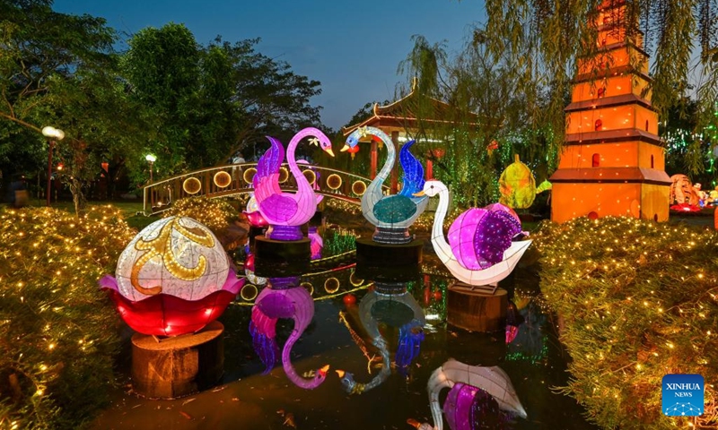 Photo taken on Jan. 28, 2022 shows a lantern fair in Jenjarom of Selongor, Malaysia. Themed with tiger, the lantern fair will last till the 15th day of the first month of the upcoming Chinese Lunar New Year, the year of the Tiger.(Photo: Xinhua)