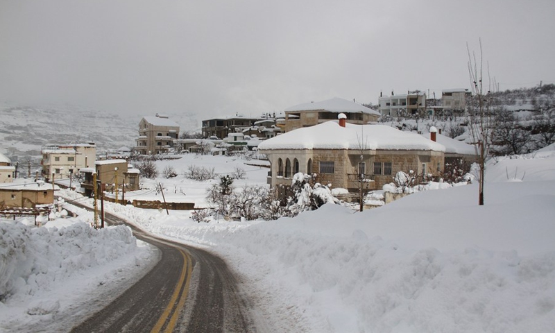 The road leading to the Bcharreh district, north Lebanon, is opened on Jan. 28, 2022.(Photo: Xinhua)
