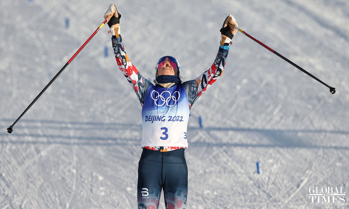 Norway's Johaug claims first gold of Beijing Winter Olympics.Photo:Cui Meng/GT