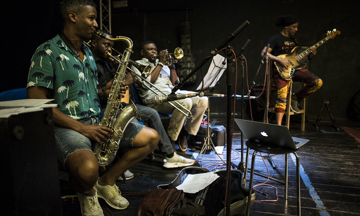 Band members rehearse on June 13, 2019 in Kinshasa, the Democratic Republic of the Congo, ahead of the Jazzkiff festival on June 14, 2019.Photo: AFP
