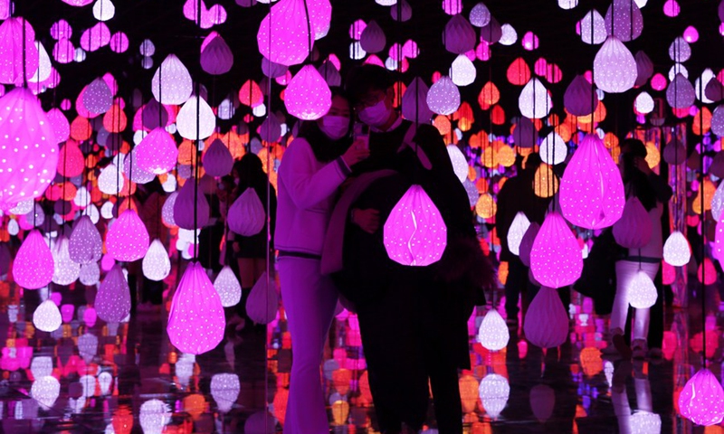 People visit an immersive multimedia art exhibition at Arte Museum in Gangneung, South Korea, Feb. 6, 2022.(Photo: Xinhua)