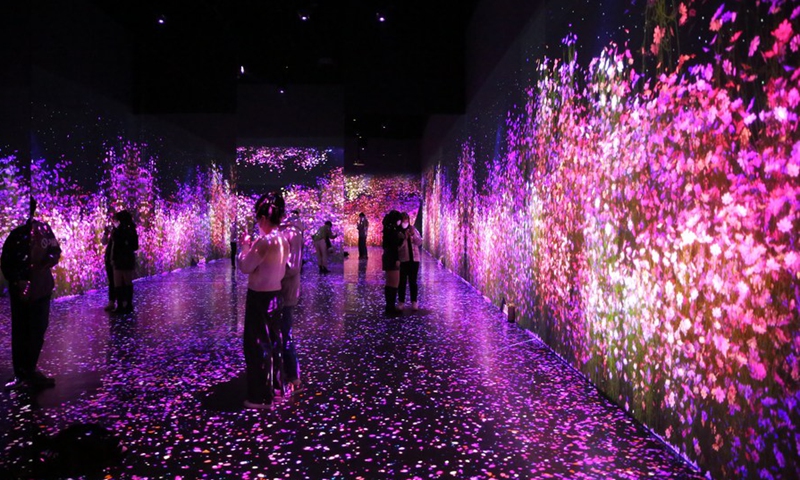 People visit an immersive multimedia art exhibition at Arte Museum in Gangneung, South Korea, Feb. 6, 2022.(Photo: Xinhua)
