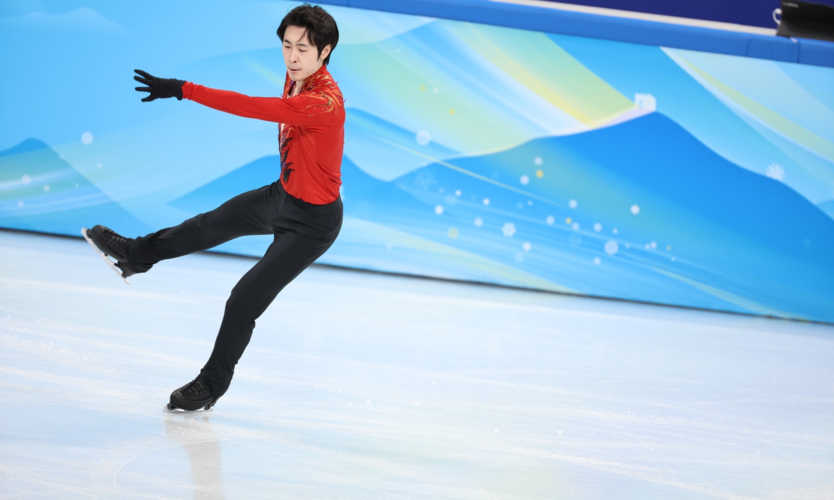 China's Jin Boyang competes on February 10, 2022 in Beijing. Photo: Li Hao/Global Times