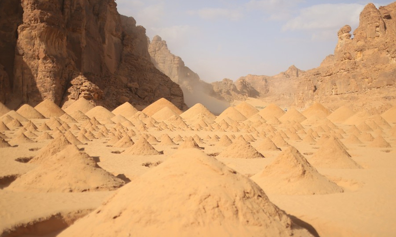 Photo taken on Feb. 9, 2022 shows a piece of artwork of the 2nd Desert X AlUla, a desert art exhibition in AlUla, Saudi Arabia.(Photo: Xinhua)