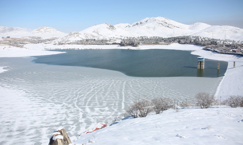 Photo taken on Feb. 7, 2022 shows a view of Qargha lake in Kabul, Afghanistan.Photo:Xinhua