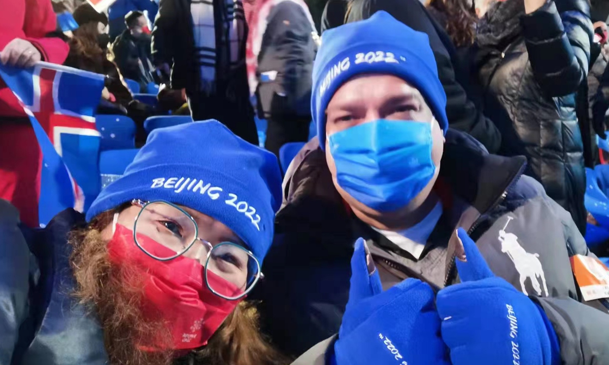Thomas Weir Pauken II and his wife at the opening ceremony of the Beijing 2022 Winter Olympic Games. Photo: Courtesy of Pauken II