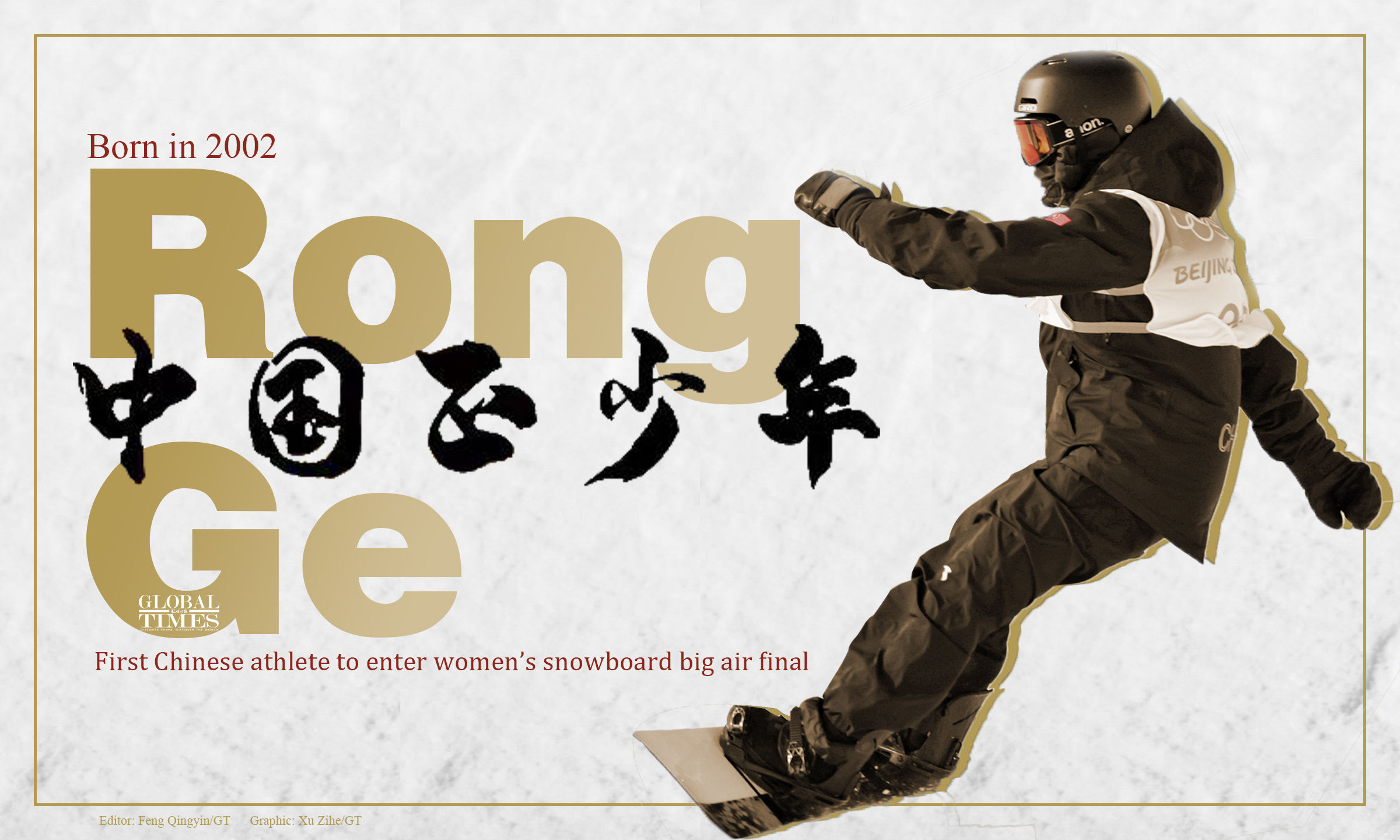 19-year-old Chinese athlete Rong Ge ranks 5th in the final of women’s snowboard big air at Beijing 2022. She is the first Chinese athlete to enter women’s snowboard big air final.