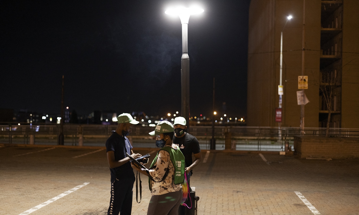 Census field officers gather to check their equipment before heading out for an initial count of the homeless people in the central business district, at the Park Station in Johannesburg, South Africa on February 2, 2022. Photo: AFP