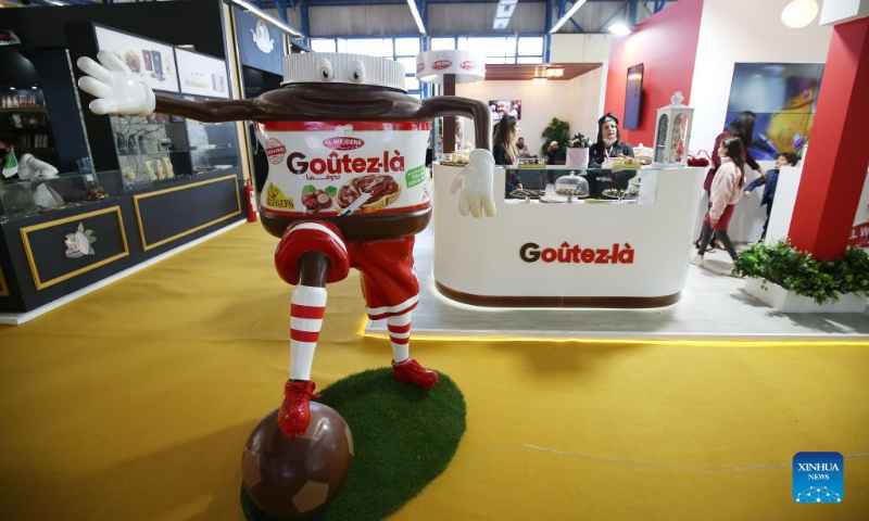 Photo taken on on Feb. 19, 2022 shows the exhibition hall of the Algerian International Fair of Chocolate and Coffee (Chocaf) in Algiers, Algeria. From Feb. 18 to Feb. 21, coffee and chocolate lovers, experts and international producers gather in Algiers to participate in the 5th edition of Chocaf. (Xinhua)