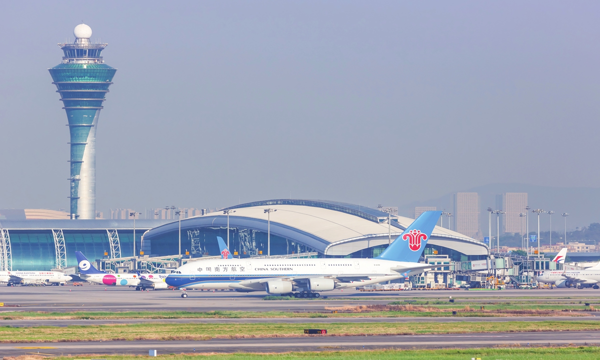 A380 aircraft of China Southern Airlines at Guangzhou Baiyun International Airport Photo:VCG
