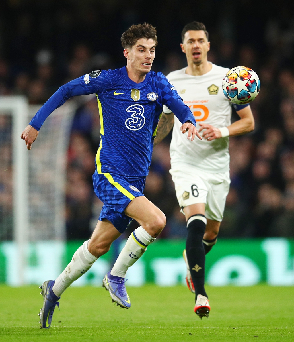 Kai Havertz of Chelsea runs with the ball during the match against Lille OSC at Stamford Bridge on February 22, 2022 in London, England. Photo: VCG