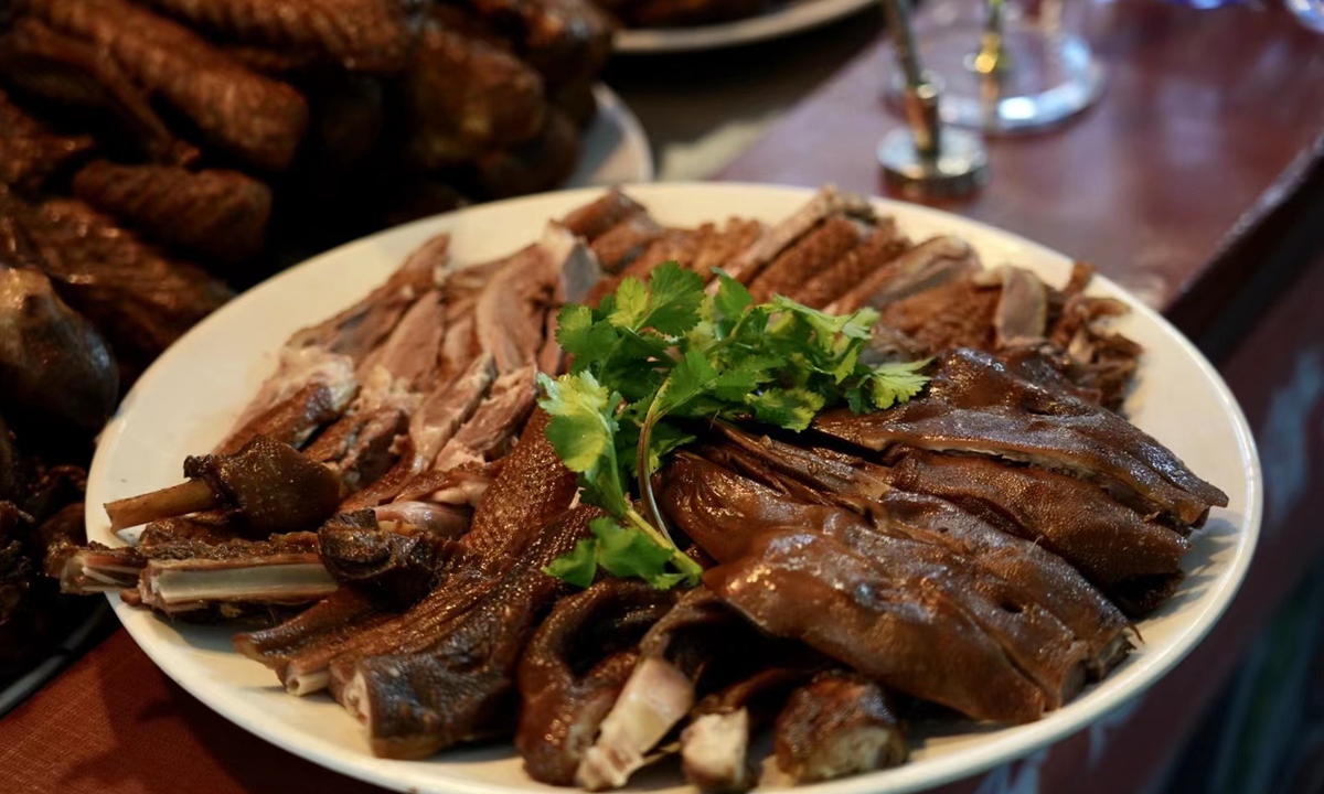 A display of different goose cuisine at the exhibition.Photo: Deng Zijun/GT