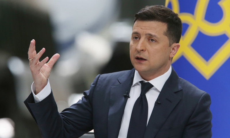 Ukrainian President Volodymyr Zelensky attends a press conference devoted to his two years in office in Kiev, Ukraine, May 20, 2021.File photo:Xinhua