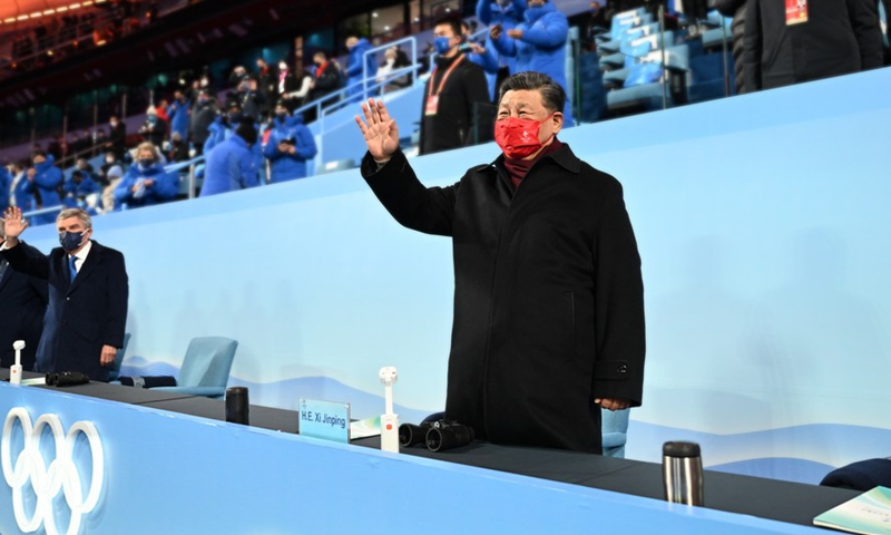 Chinese President Xi Jinping and International Olympic Committee (IOC) President Thomas Bach attend the closing ceremony of the Beijing 2022 Olympic Winter Games at the National Stadium in Beijing, capital of China, Feb. 20, 2022. (Photo: Xinhua)