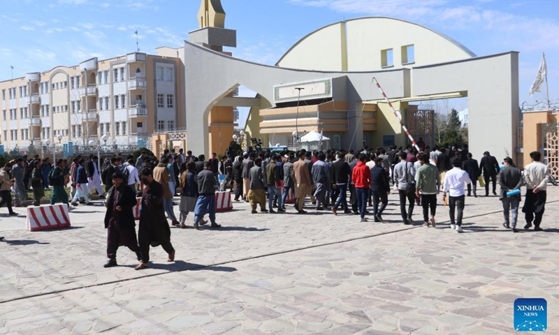 Afghan students are seen in an university in Herat city, Herat province, Afghanistan, Feb. 26, 2022.Photo:Xinhua