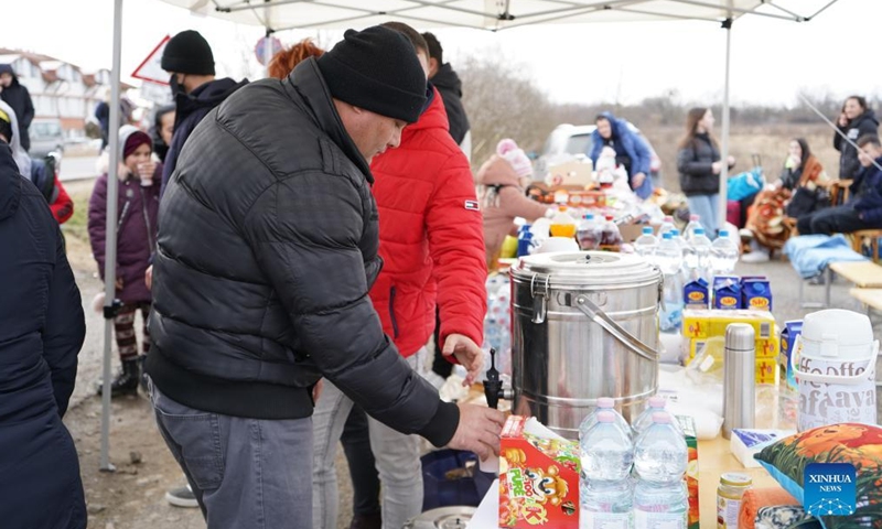 People from Ukraine arrive at Beregsurany, eastern Hungary, Feb. 26, 2022.Photo:Xinhua