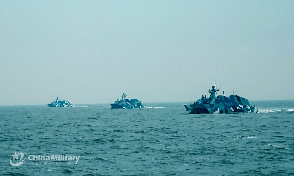Fast attack missile boats attached to a group with the navy under the PLA Eastern Theater Command steam in formation during a maritime training exercise in waters of the East China Sea on February 22, 2022.Photo:China Military