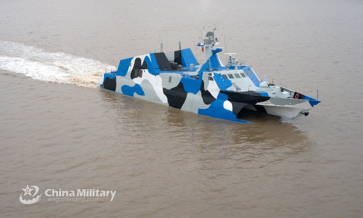 A fast attack missile boat attached to a group with the navy under the PLA Eastern Theater Command steams in waters of the East China Sea during a maritime training exercise on February 22, 2022.Photo:China Military
