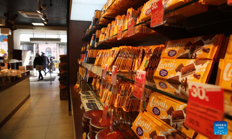 Photo taken on March 1, 2022 shows the interior view of a store in Lviv, Ukraine.Photo:Xinhua