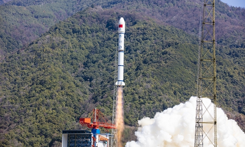 A Long March-2C carrier rocket carrying six satellites produced by GalaxySpace and a commercial remote sensing satellite blasts off from the Xichang Satellite Launch Center in Southwest China's Sichuan Province on March 5, 2022. Photo: Courtesy of GalaxySpace