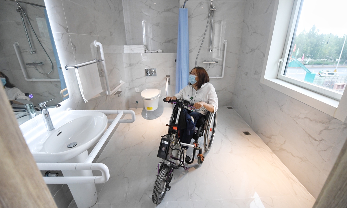 Barrier-free restroom at the Beijing 2022 Winter Paralympic Games Photo: VCG