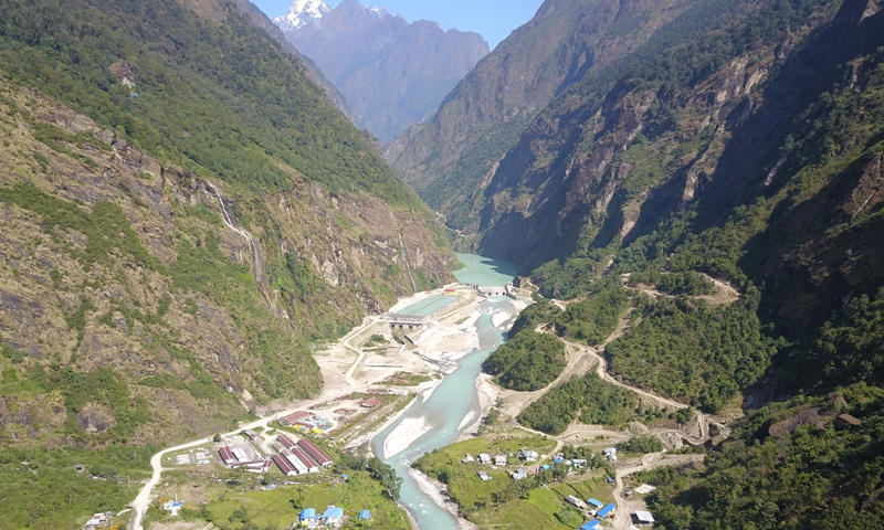 An aerial photo of the upper Tamakoshi hydroelectric project in Nepal Photo: Courtesy of PowerChina