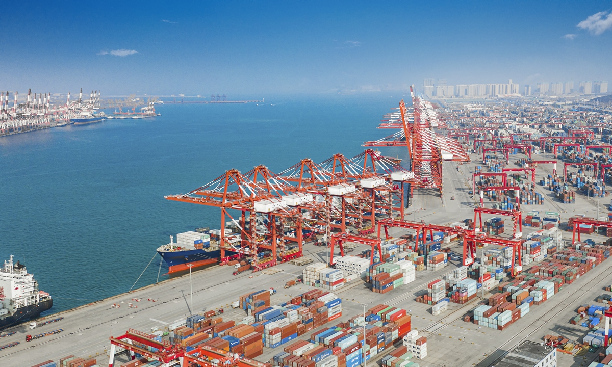 A containter terminal of Qingdao Qianwan Port in East China's Shandong Province Photo:VCG