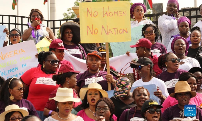 People take part in a gathering celebrating the International Women's Day in Lagos, Nigeria, March 8, 2022.(Photo: Xinhua)