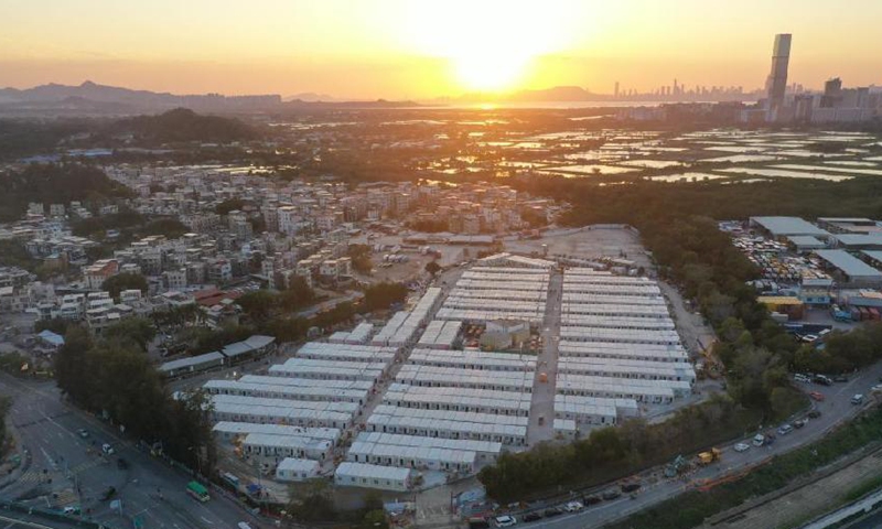 The temporary hospital built on San Tin Tsuen Road in Yuen Long district, Hong Kong Photo: Xinhua
