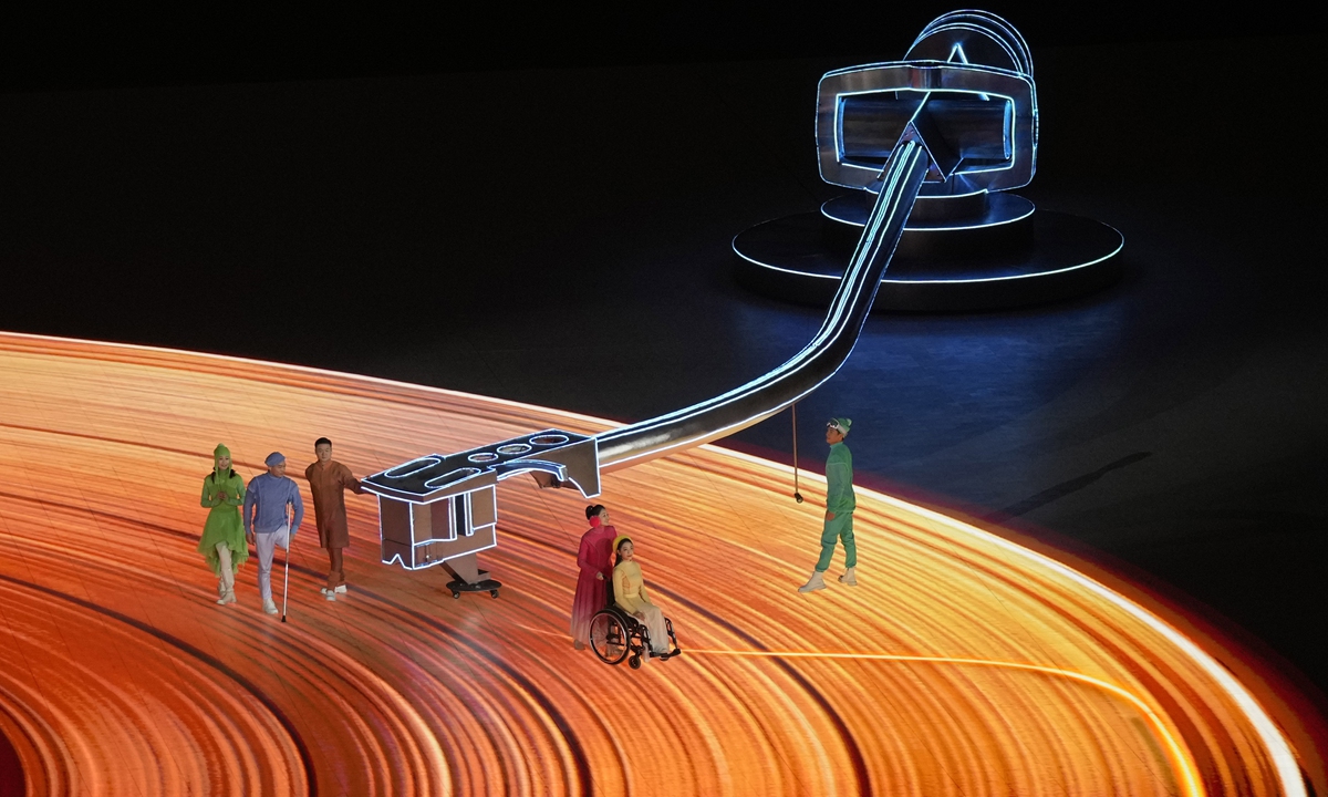 Participants perform during the closing ceremony of the 2022 Winter Paralympics on March 13, 2022 in Beijing. Photo: VCG