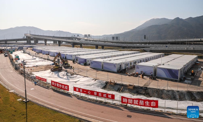 Photo taken on March 11, 2022 shows the community isolation facility (CIF) on the Hong Kong Boundary Crossing Facilities Island of the Hong Kong-Zhuhai-Macao Bridge in south China's Hong Kong.Photo:Xinhua