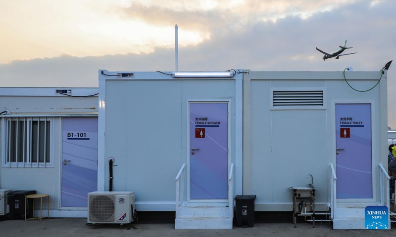 Photo taken on March 11, 2022 shows the community isolation facility (CIF) on the Hong Kong Boundary Crossing Facilities Island of the Hong Kong-Zhuhai-Macao Bridge in south China's Hong Kong.Photo:Xinhua