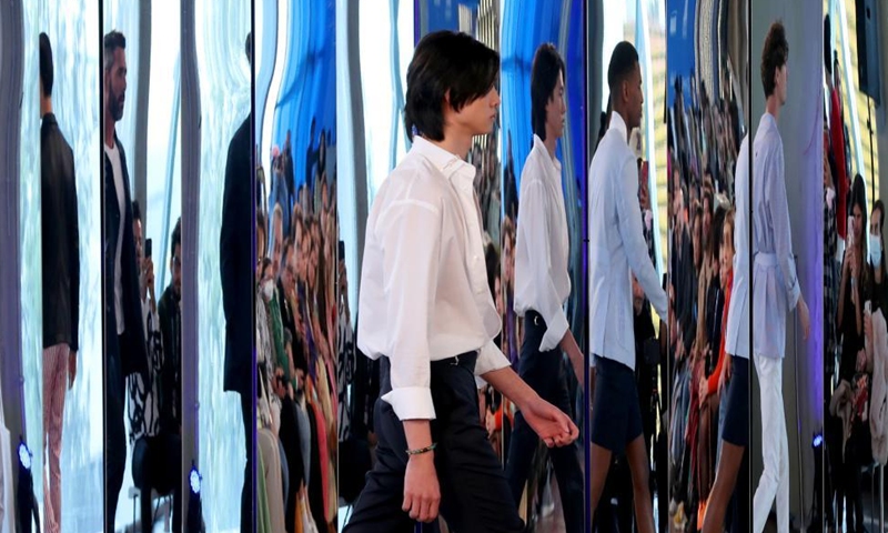 A model presents a creation by fashion designer Nuno Gama during the Lisbon Fashion Week in Lisbon, Portugal, on March 13, 2022.Photo:Xinhua