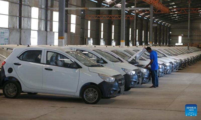 New energy vehicles are seen at the Khaingkhaing Sangda Motorcar Development Center in Yangon, Myanmar, March 9, 2022.Photo:Xinhua