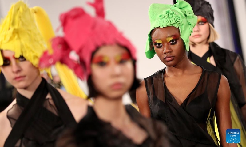 Models present creations by fashion designer Valentim Quaresma during the Lisbon Fashion Week in Lisbon, Portugal, on March 13, 2022.Photo:Xinhua