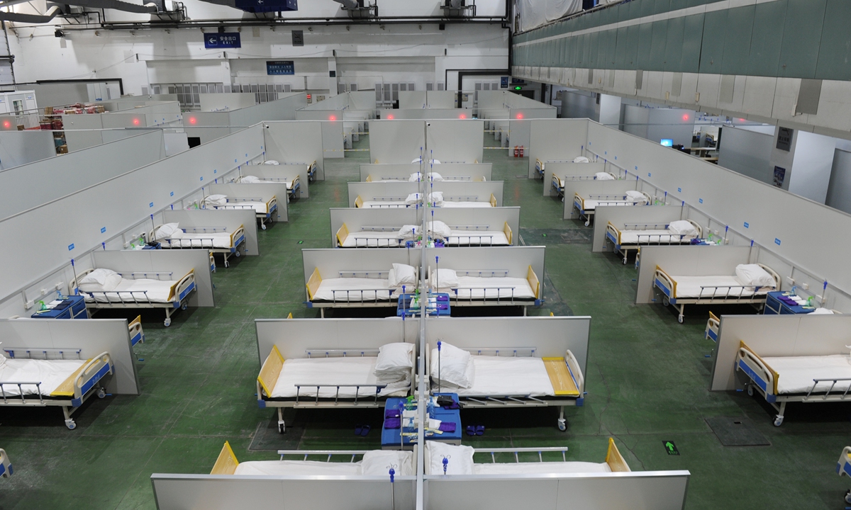 A makeshift hospital with 1,500 beds is ready to receive COVID-19 patients in Changchun, Northeast China's Jilin Province on March 15, 2022. Photo: VCG