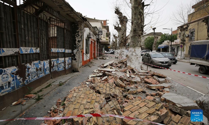 Debris is seen on a street in Algiers, Algeria, on March 15, 2022. Algeria has experienced squally winds since March 14, which damaged houses, uprooted trees and disrupted air and rail transport. (Photo: Xinhua)