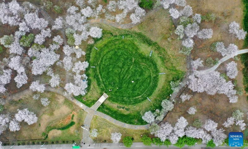 Aerial photo taken on March 16, 2022 shows a view of Fenghuanggou scenic area in Nanchang County of east China's Jiangxi Province. (Xinhua/Peng Zhaozhi)
